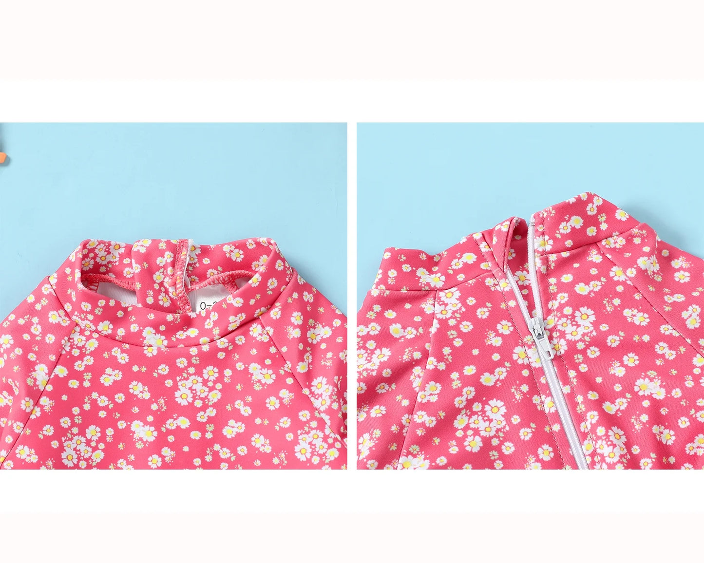 Infant Baby Girl One-Piece Swimsuit Long Sleeve Rash Guard Swimwear Hat Bathing Suit Set for 6-12 Months