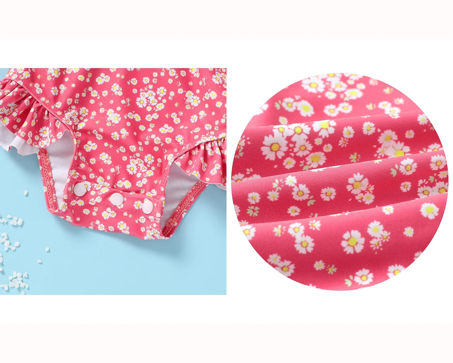Infant Baby Girl One-Piece Swimsuit Long Sleeve Rash Guard Swimwear Hat Bathing Suit Set for 6-12 Months